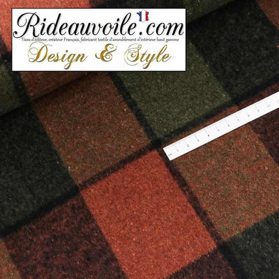 Tissu Velours carreaux Tartan effet Laine Chalet Architecte rénovation Décoration intérieur