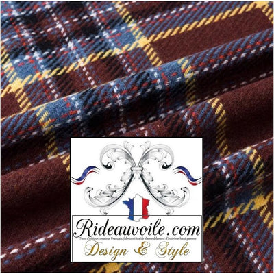 Tissu à carreaux Tartan rouge beige bleu effet Laine | Architecte rénovation D'intérieur