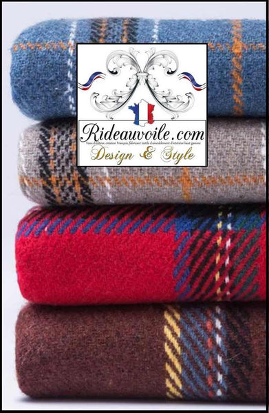 Tissu à carreaux Tartan rouge beige bleu effet Laine | Architecte rénovation D'intérieur