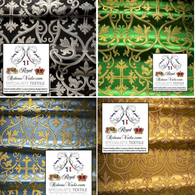 Tissu ameublement Brocart liturgique Damassé mètre confection rideau