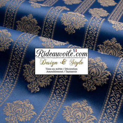 Tissu ameublement Jacquard Intérieur design classique rayures ligne florale mètre