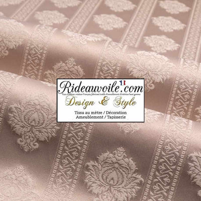 Tissu ameublement Jacquard Damasco Damas classique rayure florale au mètre