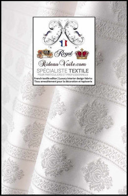 Tissu ameublement Jacquard Blanc Damasco Damas classique rayure florale