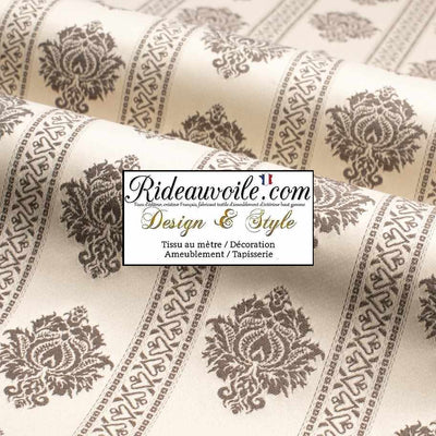 Tissu ameublement Jacquard Damasco Damassé classique rayure florale au mètre