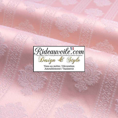 Tissu ameublement Jacquard Damas Damasco Damassé rose poudré layette