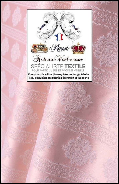 Tissu ameublement Jacquard Damas Damasco Damassé rose poudré layette