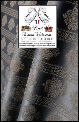 Tissu ameublement rayé Jacquard Damas Damasco floral Damassé gris cendré satin
