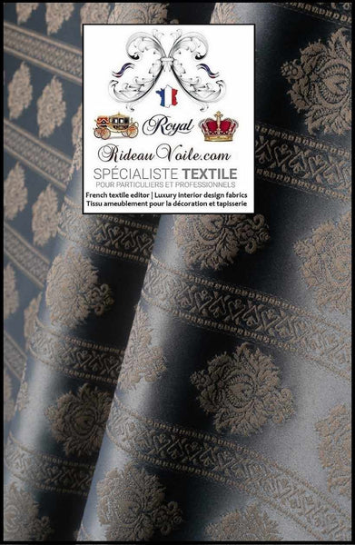 Tissu ameublement rayé Jacquard Damas Damasco floral Damassé gris cendré satin