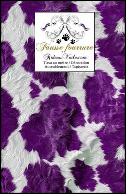 Velours VIOLET tissu ameublement motif fausse fourrure peau de vache Montagne Campagne