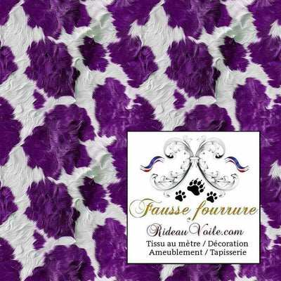 Velours VIOLET tissu ameublement motif fausse fourrure peau de vache Montagne Campagne