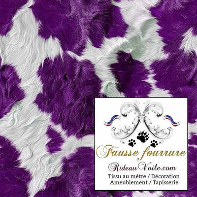 Velours VIOLET tissu ameublement motif fausse fourrure peau de vache Montagne Campagne