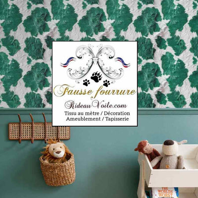 Tissu d'intérieur velours vert ameublement imitation fausse fourrure peau de bête de vache