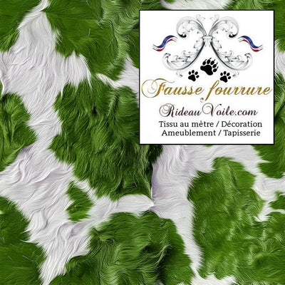 Tissu d'intérieur velours vert ameublement imitation fausse fourrure peau de vache