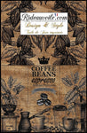 Fabrics burlap sack upholstery Coffe | Imprimé Fond sac de Toile Jute imprimé café