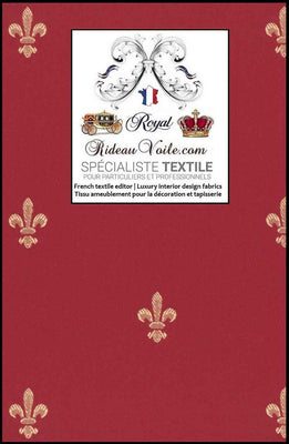 Tissu ameublement broderie Fleur de lys style rouge Empire au mètre rideau sur mesure