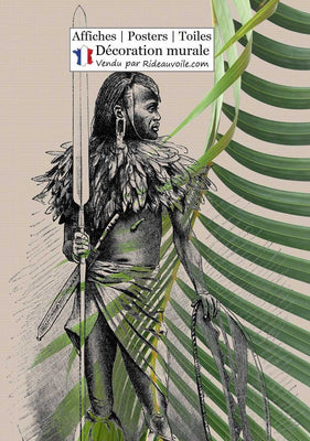 Tableau exotique Affiche Poster feuilles verte Tropical Botanique homme  Africain
