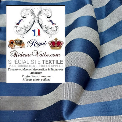 Tissu d'ameublement au motif rayé à largeur de 3cm, romantique, idéal pour les styles baroque ou rococo. 