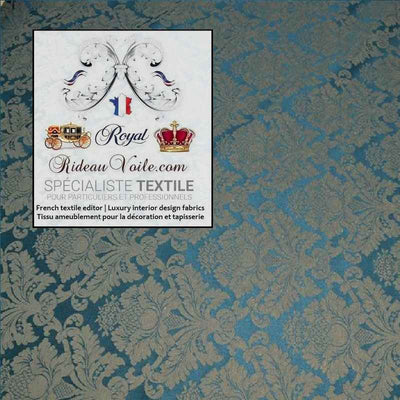 Tissu ameublement Jacquard bleu au mètre rayures Damasco Baroque rideau