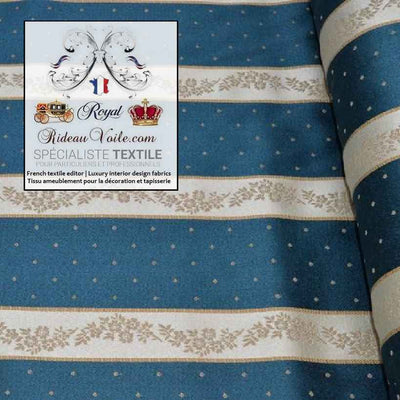 Boutique éditeur Tissu rayé ameublement mètre Jacquard bleu rideau Damasco Baroque 280 cm. Décoration architecte décoratrice intérieure rénovation agencement.