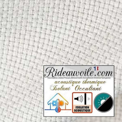 Tissu acoustique revers polaire ameublement blanc écru isolant thermique phonique rideau occultant. 