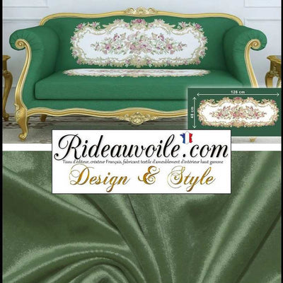 Rideauvoile.com | Décoratrice architecte décorateur intérieur design Tissu velours vert  ameublement motif broderie bouquet fleurs canapé ornement style Baroque mètre. Décoration art tapisserie siège Paris Versailles, Monaco.