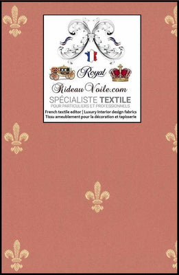 Boutique Tissu ameublement Jacquard Fleur de lys ROSE Empire mètre rideau