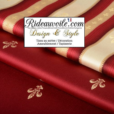 Tissu ameublement broderie Fleur de lys style rouge Empire au mètre rideau sur mesure