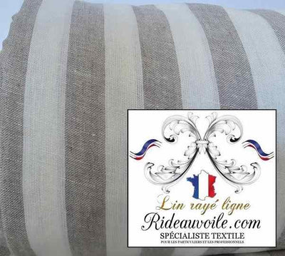 Boutique Lin naturel LIGNES blanc Grande largeur 290cm tissu rayures au mètre