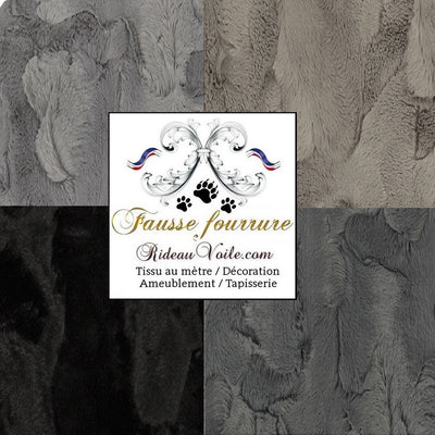 Tissu d'ameublement boutique fausse fourrure gris noir mètre rideau sur mesure chalet