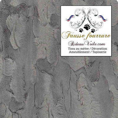 Tissu d'ameublement boutique fausse fourrure gris noir mètre rideau sur mesure chalet