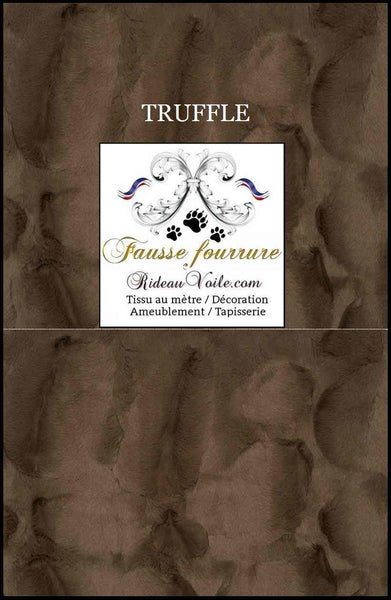 Tissu fausse fourrure marron chocolat brun mètre confection rideau sur mesure chalet bois