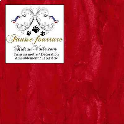 Tissu ameublement fausse fourrure ROUGE grande largeur 200cm mètre rideau plaid