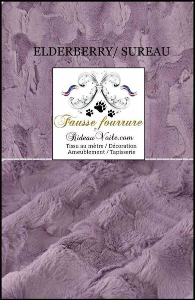 Tissu décoratif Fausse fourrure violet sureau mètre rideau inspiration chalet montagne