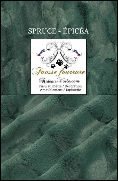 Tissu Fausse fourrure vert épicéa mètre rideau design décoration chalet montagne