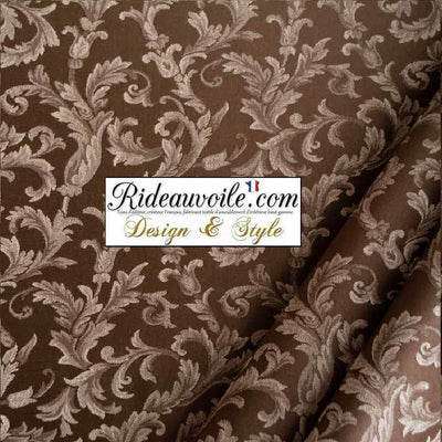 Tissu Jacquard Baroque ameublement Damasco MARRON mètre grande largeur