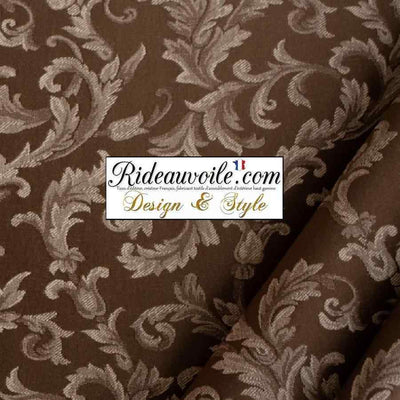 Tissu Jacquard Baroque ameublement Damasco MARRON mètre grande largeur