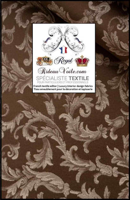 Tissu Jacquard Baroque ameublement Damasco MARRON mètre grande largeur