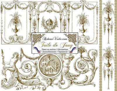 Tissu ameublement french interior's Toile de Jouy imprimé au mètre rideau