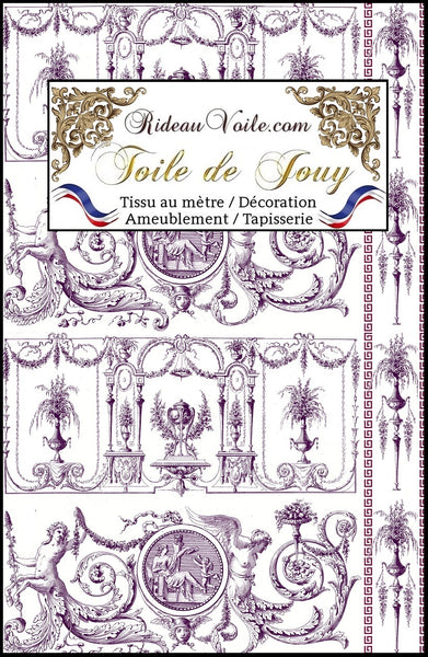 Tissu coton lin ignifigé occultant Toiles de Jouy violet mètres Éditeur textile rideau