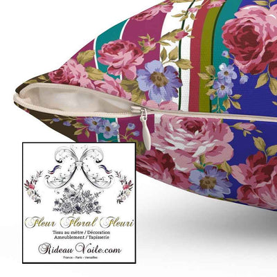 Tissu ancien imprimé floral vintage design rayures fleuri mètre motif rideau