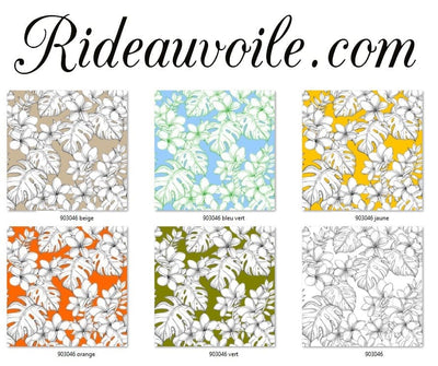 Tissu ameublement imprimé feuilles fleurs tropicales feuillage mètre