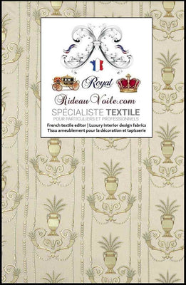 Tissu ameublement Jacquard style Empire Or Crème au mètre intérieur tapisserie