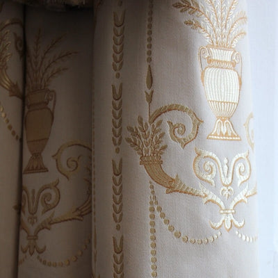 Tissu ameublement Jacquard style Empire Or Crème au mètre intérieur tapisserie
