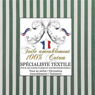 Boutique TISSU Toile à matelas Coton rayures vert sapin au mètre rideau store abat jour