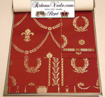 Architecte intérieur tissu ameublement Jacquard Rouge motif couronne Napoléon