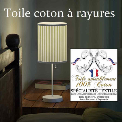 Boutique TISSU Toile à matelas Coton rayures vert ameublement au mètre rideau sur mesure