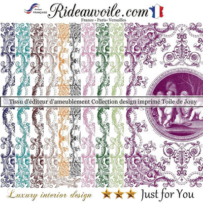 Luxe design Toile de Jouy violet ameublement mètre rideau voilage tapisserie