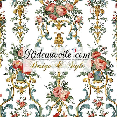 Tissu imprimé floral Baroque rétro vintage Rococo | Confection abat-jour sur mesure