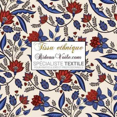 Ethnique Indienne - Tissu d'ameublement inspiration des traditionnels impressions textiles Indiennes disponible au mètre pour la décoration d'intérieur & pour la tapisserie