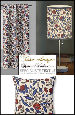 Ethnique Indienne - Tissu d'ameublement inspiration des traditionnels impressions textiles Indiennes disponible au mètre pour la décoration d'intérieur & pour la tapisserie